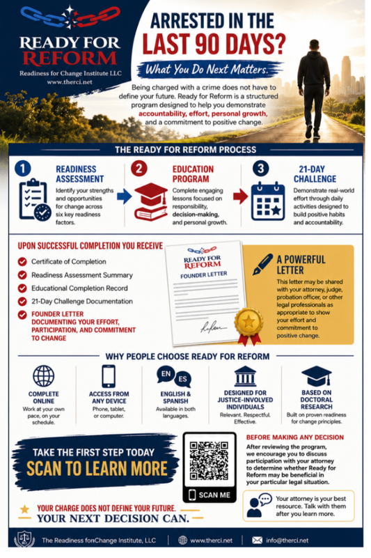 Ready for Reform Pre-Trial Infographic outlining the 3-step process
